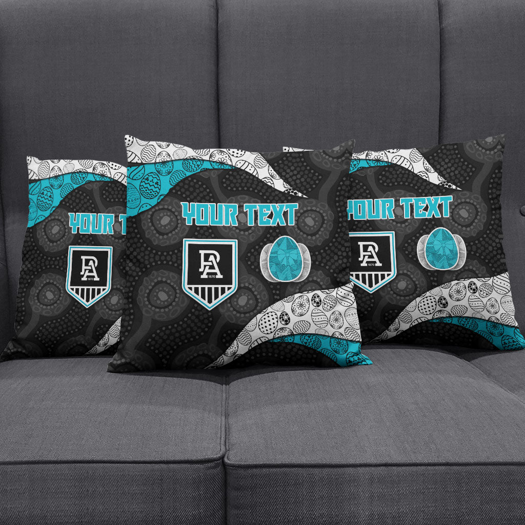 Personalized Power Football Pillow Cover Easter Egg Pattern Teal Monochrome Tribal Dot Style