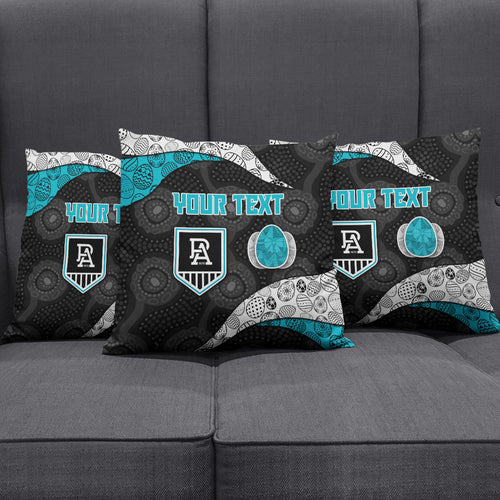 Personalized Power Football Pillow Cover Easter Egg Pattern Teal Monochrome Tribal Dot Style