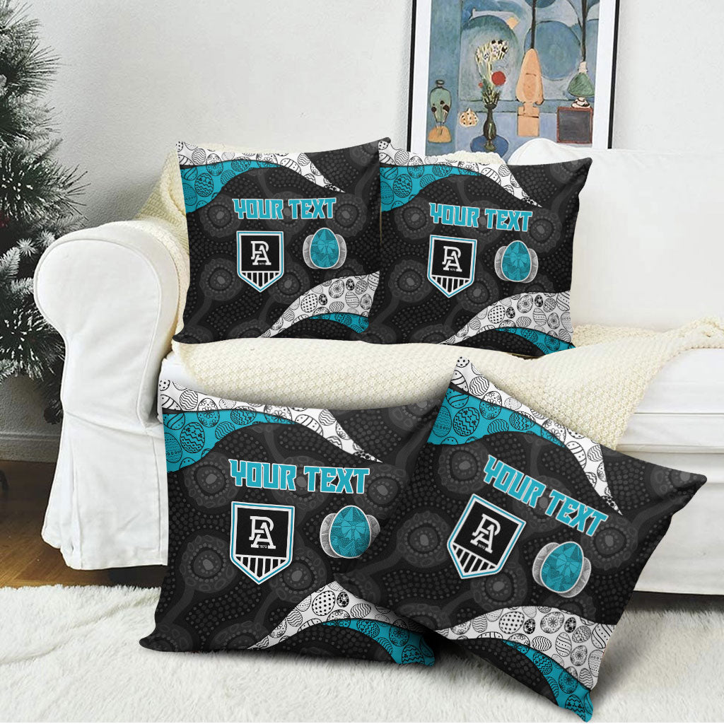 Personalized Power Football Pillow Cover Easter Egg Pattern Teal Monochrome Tribal Dot Style