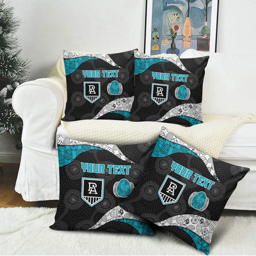 Personalized Power Football Pillow Cover Easter Egg Pattern Teal Monochrome Tribal Dot Style