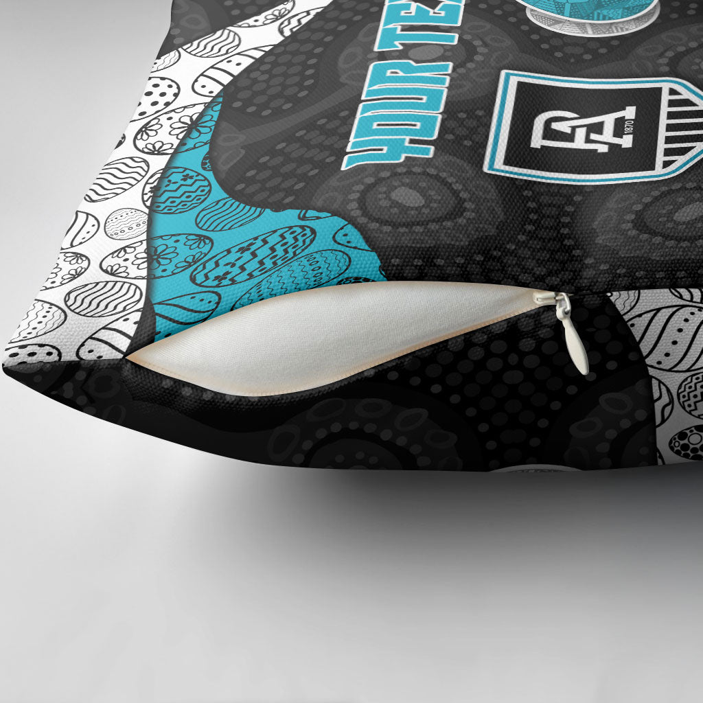 Personalized Power Football Pillow Cover Easter Egg Pattern Teal Monochrome Tribal Dot Style