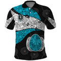Personalized Power Football Polo Shirt Easter Egg Pattern Teal Monochrome Tribal Dot Style