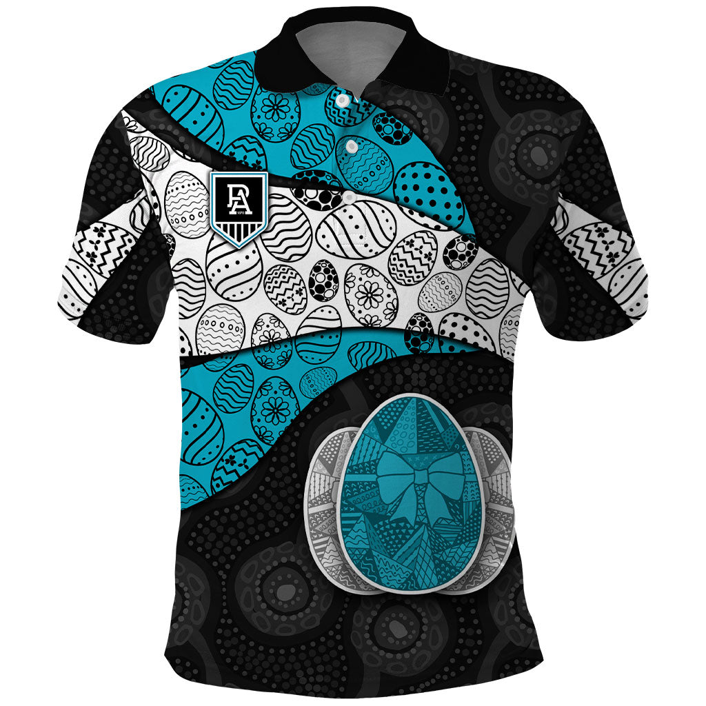 Personalized Power Football Polo Shirt Easter Egg Pattern Teal Monochrome Tribal Dot Style