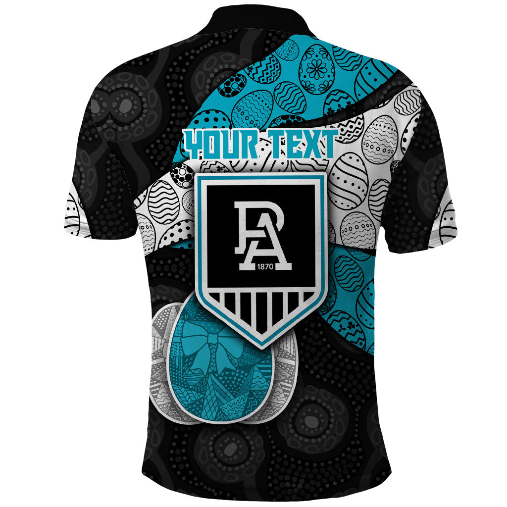 Personalized Power Football Polo Shirt Easter Egg Pattern Teal Monochrome Tribal Dot Style