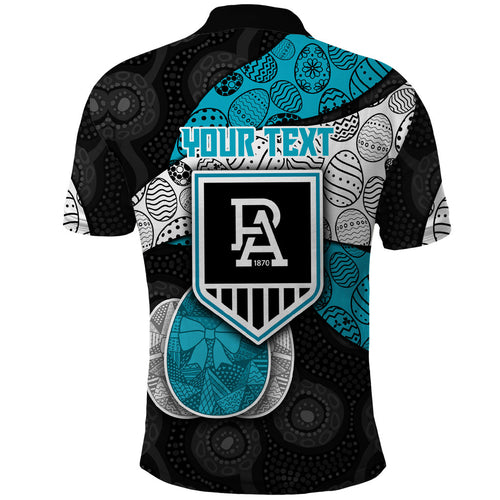 Personalized Power Football Polo Shirt Easter Egg Pattern Teal Monochrome Tribal Dot Style