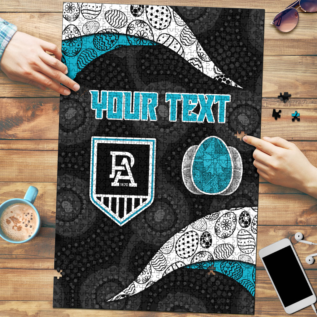 Personalized Power Football Puzzle Easter Egg Pattern Teal Monochrome Tribal Dot Style