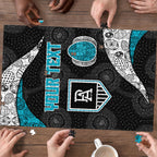Personalized Power Football Puzzle Easter Egg Pattern Teal Monochrome Tribal Dot Style