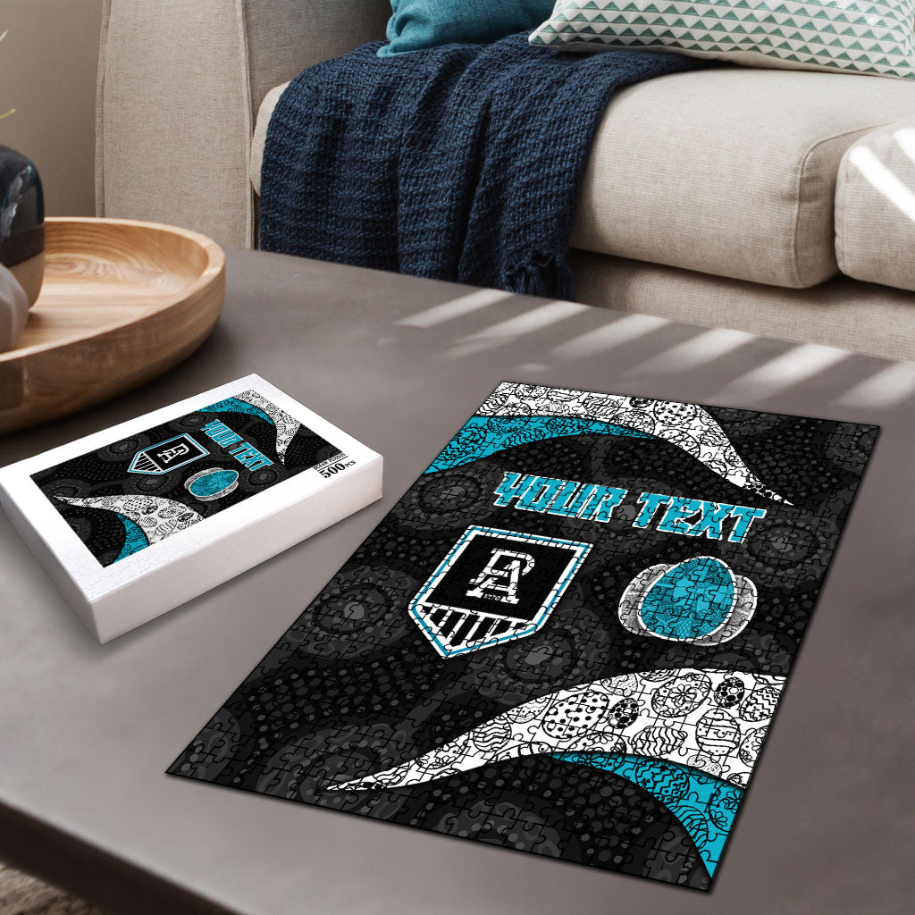 Personalized Power Football Puzzle Easter Egg Pattern Teal Monochrome Tribal Dot Style