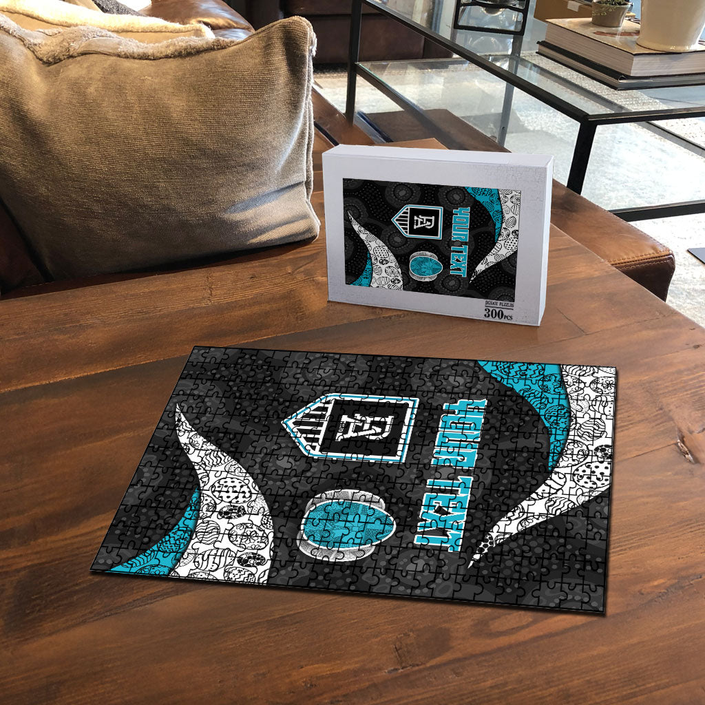 Personalized Power Football Puzzle Easter Egg Pattern Teal Monochrome Tribal Dot Style