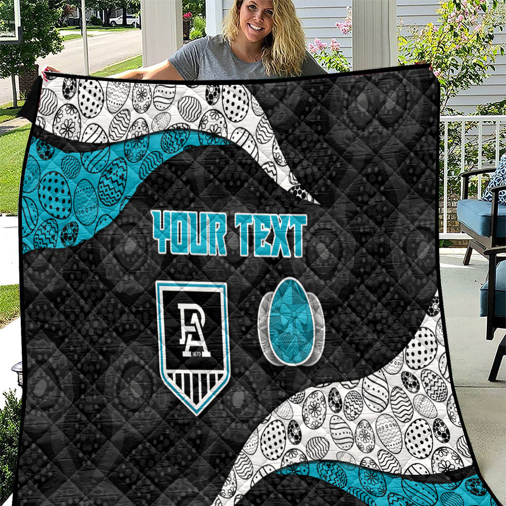 Personalized Power Football Quilt Easter Egg Pattern Teal Monochrome Tribal Dot Style