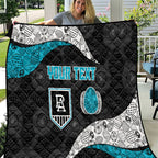 Personalized Power Football Quilt Easter Egg Pattern Teal Monochrome Tribal Dot Style