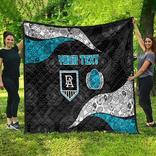Personalized Power Football Quilt Easter Egg Pattern Teal Monochrome Tribal Dot Style