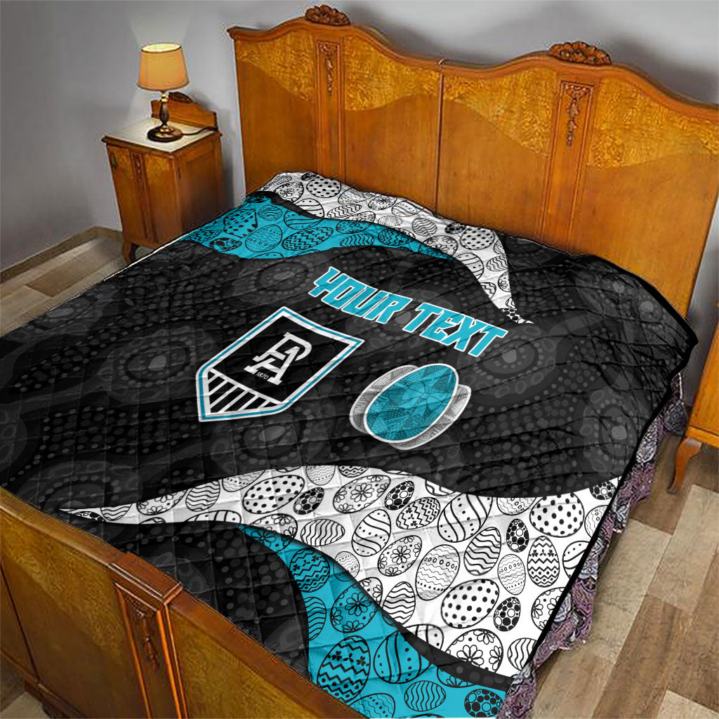 Personalized Power Football Quilt Easter Egg Pattern Teal Monochrome Tribal Dot Style