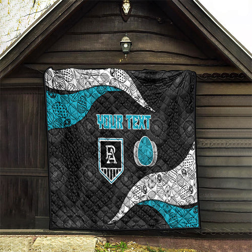 Personalized Power Football Quilt Easter Egg Pattern Teal Monochrome Tribal Dot Style