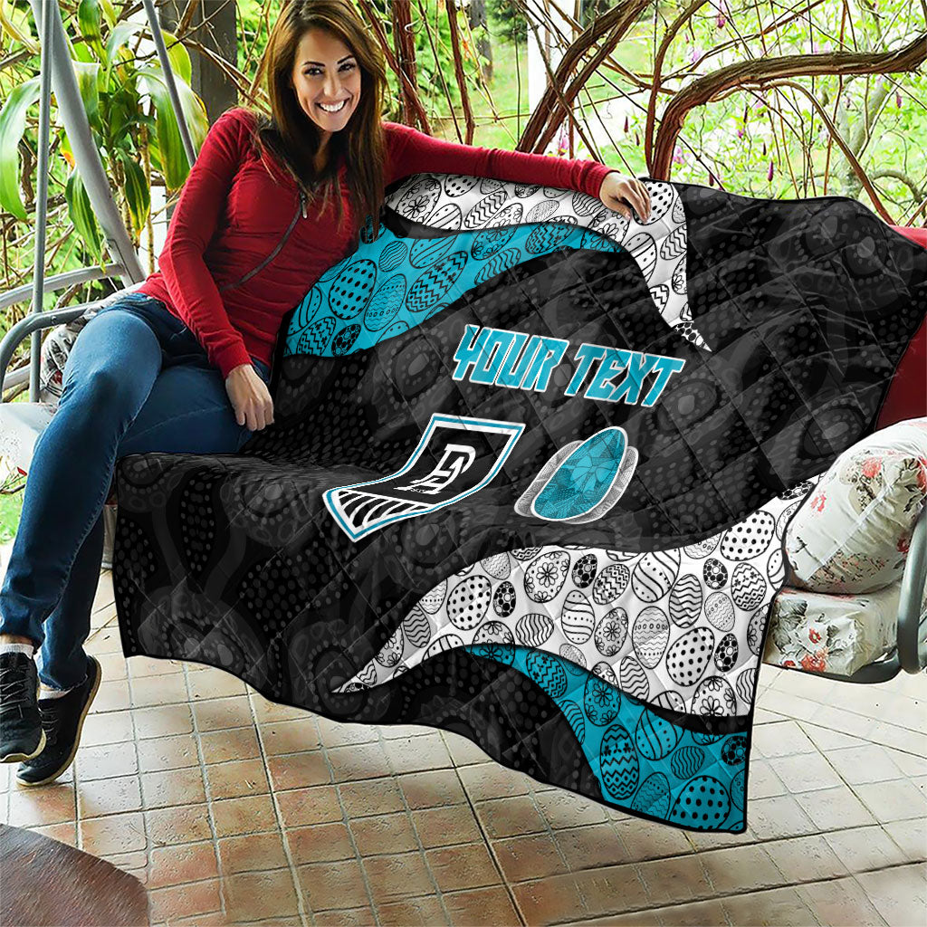 Personalized Power Football Quilt Easter Egg Pattern Teal Monochrome Tribal Dot Style