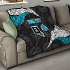 Personalized Power Football Quilt Easter Egg Pattern Teal Monochrome Tribal Dot Style