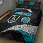 Personalized Power Football Quilt Bed Set Easter Egg Pattern Teal Monochrome Tribal Dot Style
