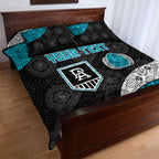 Personalized Power Football Quilt Bed Set Easter Egg Pattern Teal Monochrome Tribal Dot Style