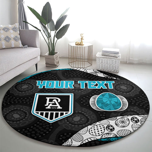 Personalized Power Football Round Carpet Easter Egg Pattern Teal Monochrome Tribal Dot Style