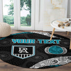 Personalized Power Football Round Carpet Easter Egg Pattern Teal Monochrome Tribal Dot Style