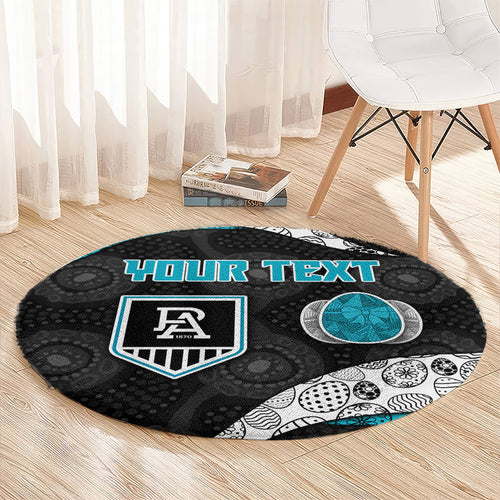 Personalized Power Football Round Carpet Easter Egg Pattern Teal Monochrome Tribal Dot Style