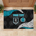 Personalized Power Football Rubber Doormat Easter Egg Pattern Teal Monochrome Tribal Dot Style