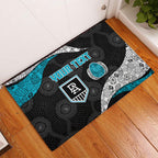 Personalized Power Football Rubber Doormat Easter Egg Pattern Teal Monochrome Tribal Dot Style