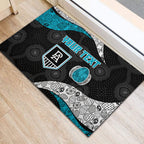 Personalized Power Football Rubber Doormat Easter Egg Pattern Teal Monochrome Tribal Dot Style