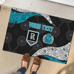 Personalized Power Football Rubber Doormat Easter Egg Pattern Teal Monochrome Tribal Dot Style