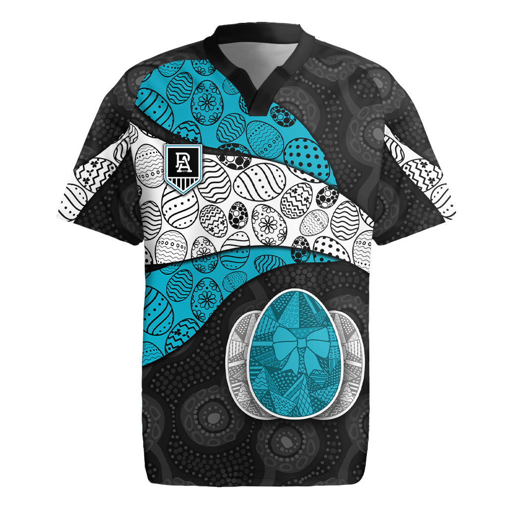 Personalized Power Football Rugby Jersey Easter Egg Pattern Teal Monochrome Tribal Dot Style