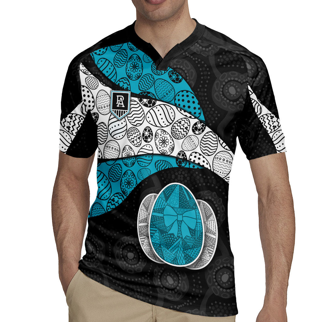 Personalized Power Football Rugby Jersey Easter Egg Pattern Teal Monochrome Tribal Dot Style