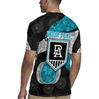 Personalized Power Football Rugby Jersey Easter Egg Pattern Teal Monochrome Tribal Dot Style
