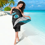 Personalized Power Football Sarong Easter Egg Pattern Teal Monochrome Tribal Dot Style
