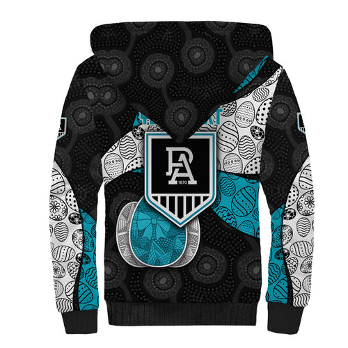 Personalized Power Football Sherpa Hoodie Easter Egg Pattern Teal Monochrome Tribal Dot Style