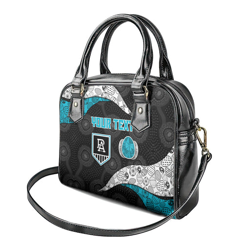 Personalized Power Football Shoulder Handbag Easter Egg Pattern Teal Monochrome Tribal Dot Style