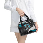 Personalized Power Football Shoulder Handbag Easter Egg Pattern Teal Monochrome Tribal Dot Style