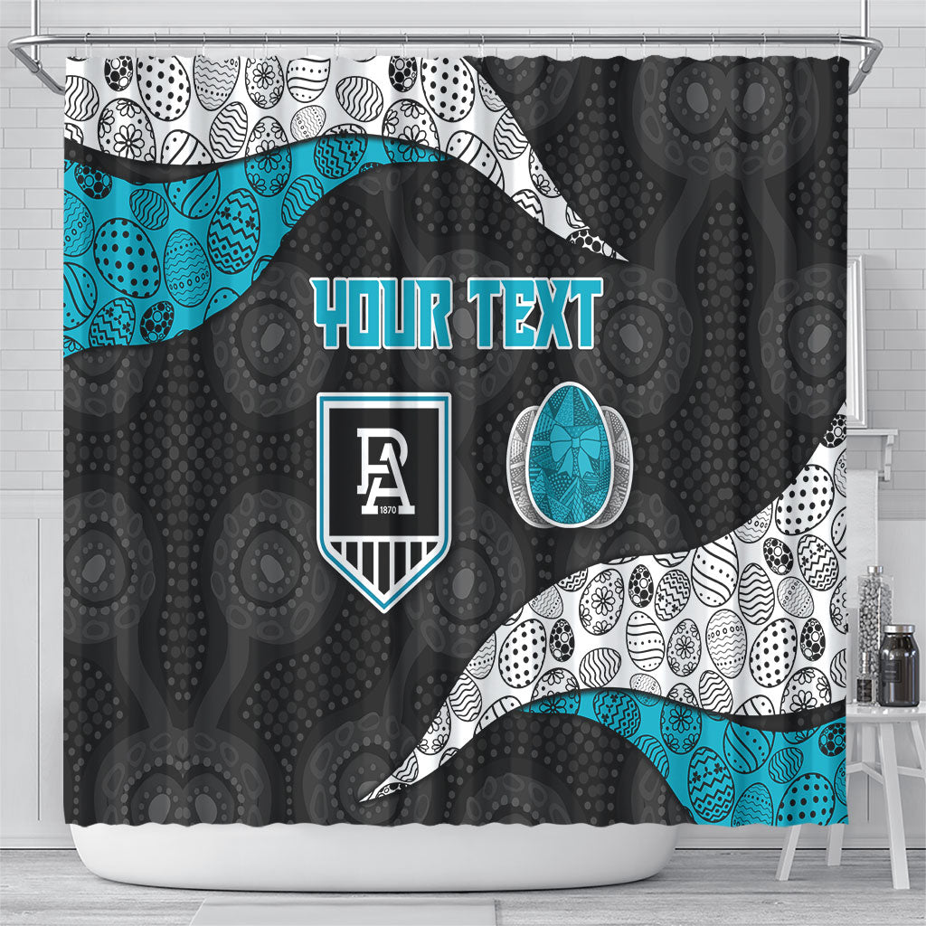 Personalized Power Football Shower Curtain Easter Egg Pattern Teal Monochrome Tribal Dot Style