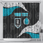 Personalized Power Football Shower Curtain Easter Egg Pattern Teal Monochrome Tribal Dot Style