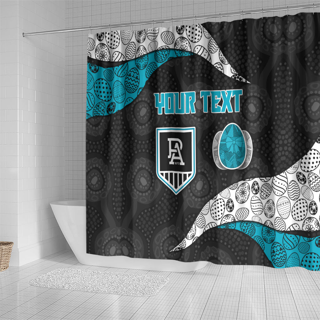 Personalized Power Football Shower Curtain Easter Egg Pattern Teal Monochrome Tribal Dot Style