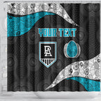 Personalized Power Football Shower Curtain Easter Egg Pattern Teal Monochrome Tribal Dot Style