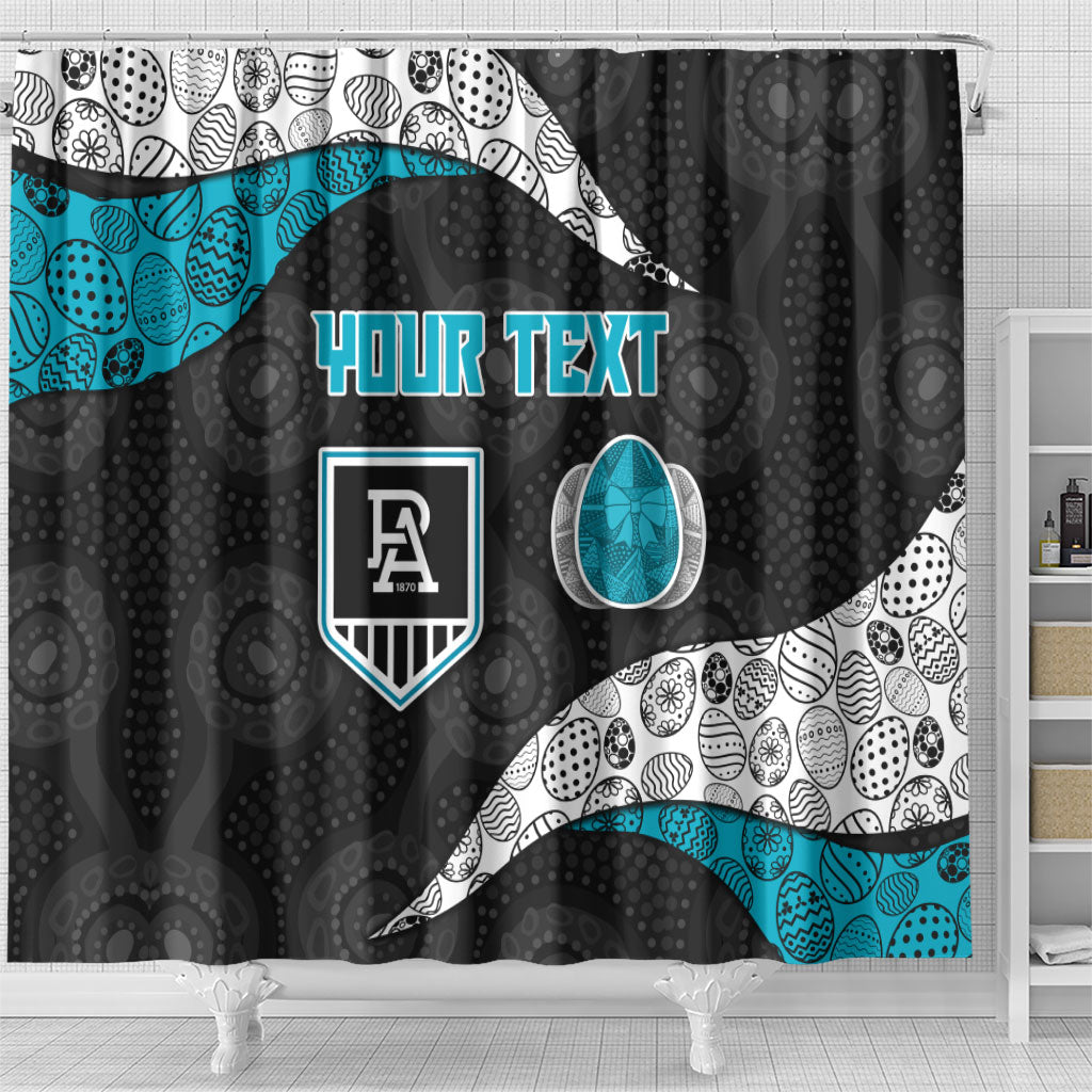 Personalized Power Football Shower Curtain Easter Egg Pattern Teal Monochrome Tribal Dot Style