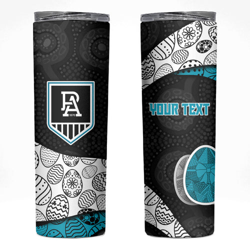 Personalized Power Football Skinny Tumbler Easter Egg Pattern Teal Monochrome Tribal Dot Style