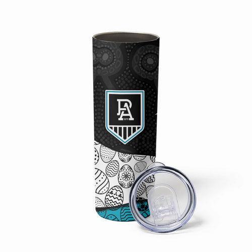 Personalized Power Football Skinny Tumbler Easter Egg Pattern Teal Monochrome Tribal Dot Style