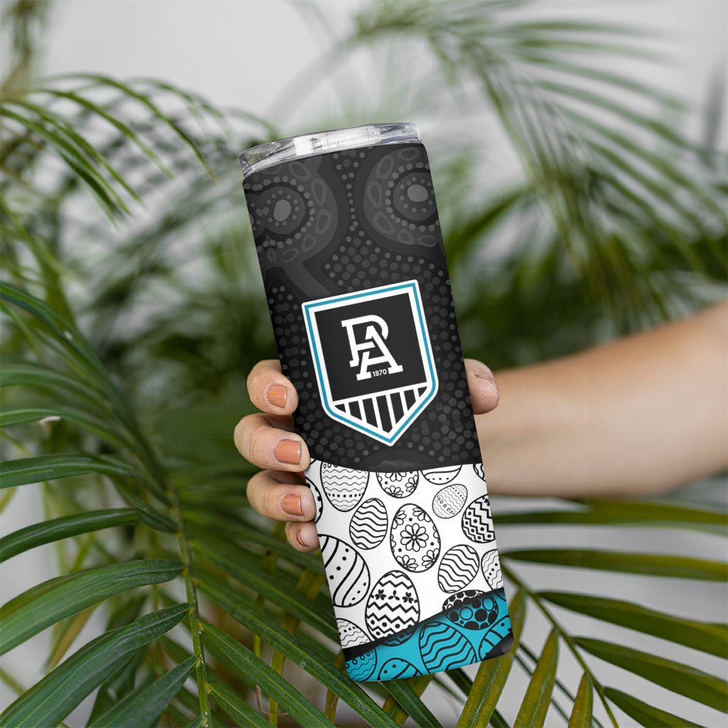 Personalized Power Football Skinny Tumbler Easter Egg Pattern Teal Monochrome Tribal Dot Style