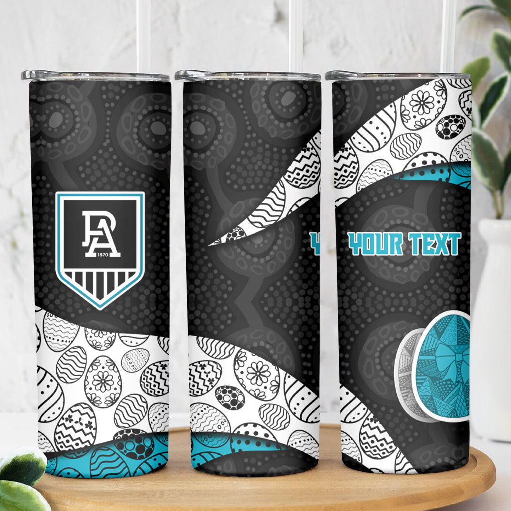 Personalized Power Football Skinny Tumbler Easter Egg Pattern Teal Monochrome Tribal Dot Style