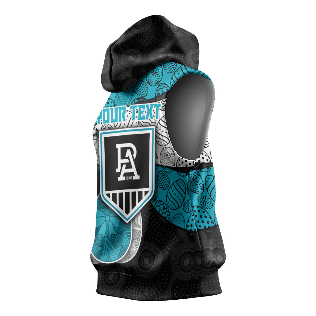 Personalized Power Football Sleeveless Hoodie Easter Egg Pattern Teal Monochrome Tribal Dot Style