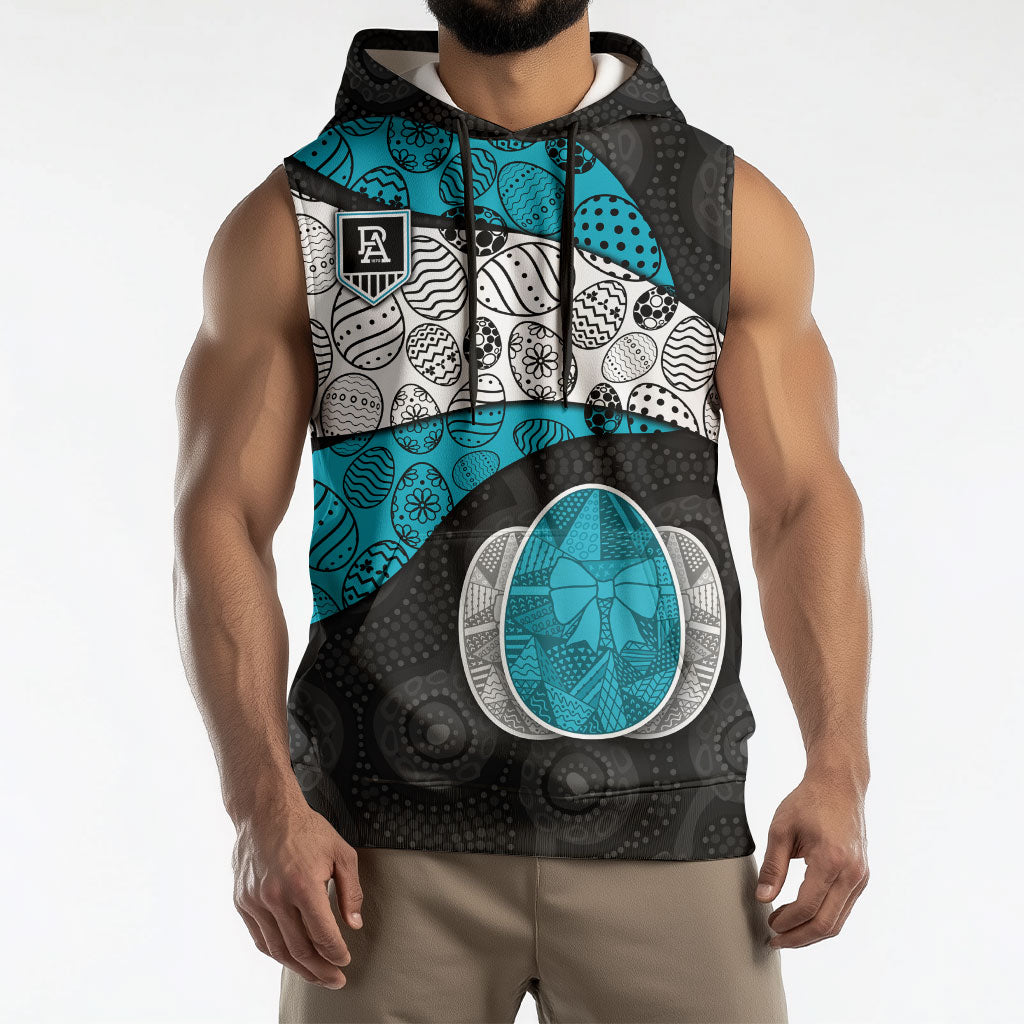 Personalized Power Football Sleeveless Hoodie Easter Egg Pattern Teal Monochrome Tribal Dot Style