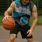 Personalized Power Football Sleeveless Hoodie Easter Egg Pattern Teal Monochrome Tribal Dot Style