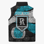Personalized Power Football Sleeveless Puffer Jacket Easter Egg Pattern Teal Monochrome Tribal Dot Style