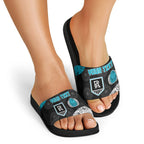 Personalized Power Football Slide Sandals Easter Egg Pattern Teal Monochrome Tribal Dot Style